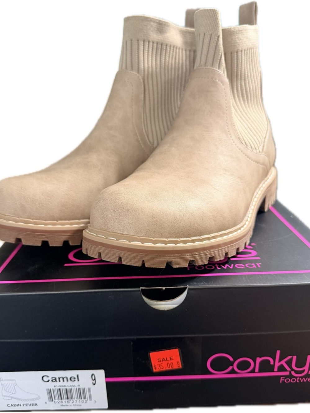 Corkys Taupe Chelsea Lug Ankle Boots